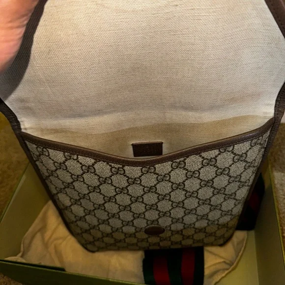 GG Supreme Monogram Web Medium Neo Vintage Flap Messenger Bag Beige New Acero - Picture 7 of 8